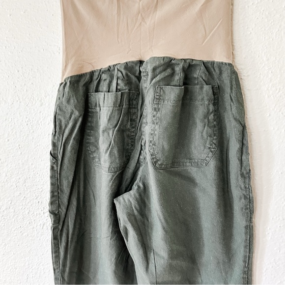 A Pea In The Pod Maternity Olive Green Linen Blend Pants - Picture 5 of 8